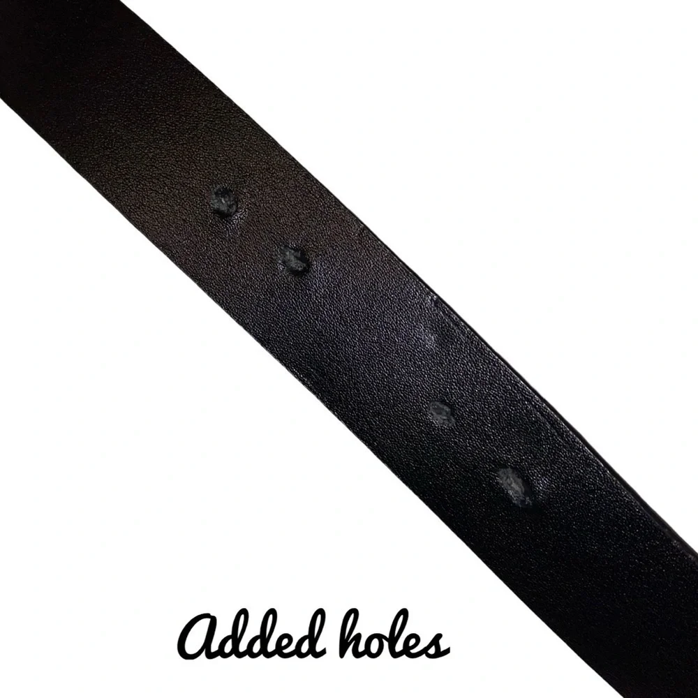 CK CALVIN KLEIN Faux Leather Monogram Logo Plaque Belt in BLACK & SILVER SZ 3X